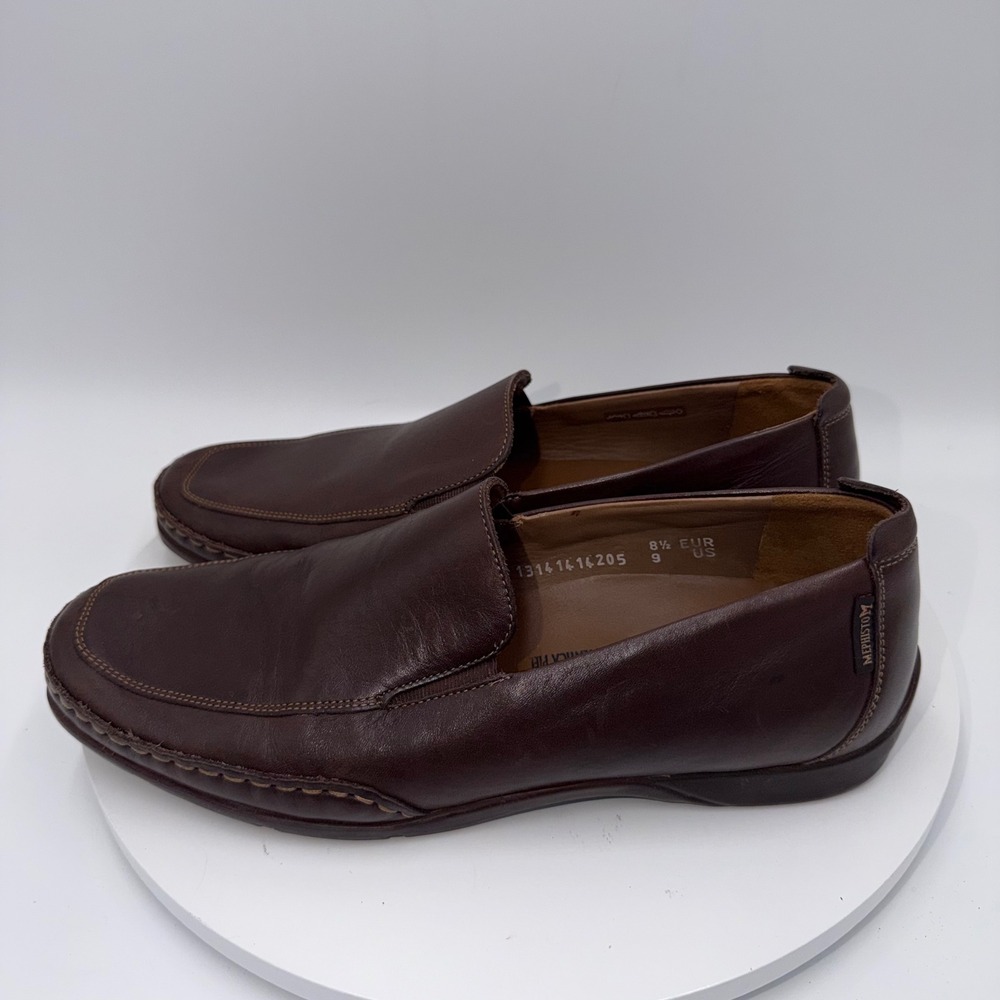 Mephisto Mens Brown Leather Cool-Air Slip On Comfort Loafers Size 9